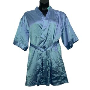 Turquaz Blue Satin Robe with pockets Size M New